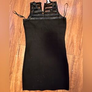 Black mini Bebe bodycon bandage dress